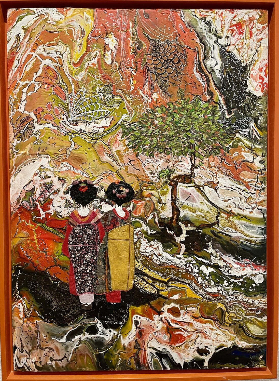 Collage mit strukturierten Papieren